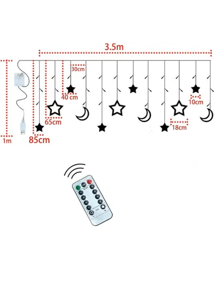 Ramadan Moon & Star LED Curtain - 5