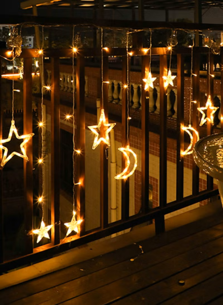 Ramadan Moon & Star LED Curtain - 1