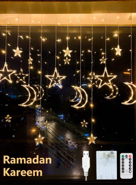 Ramadan Moon & Star LED Curtain - 6