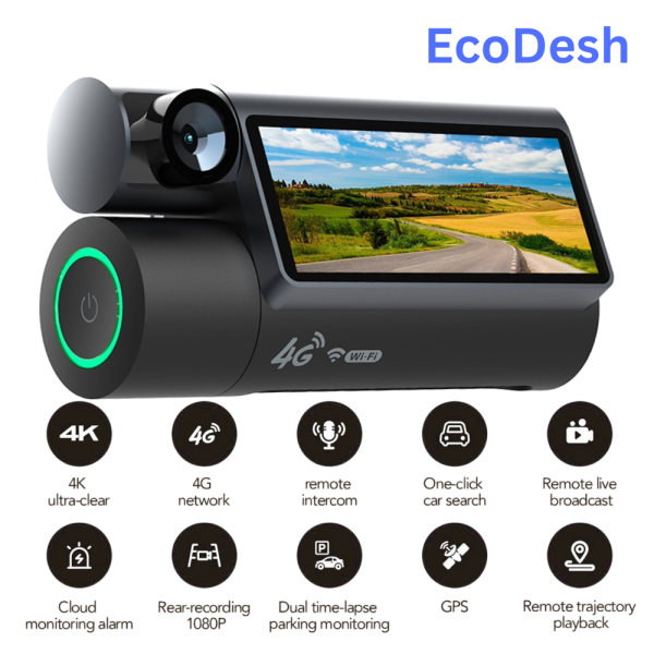 4G 4K car dash camera GPS Audio - 1