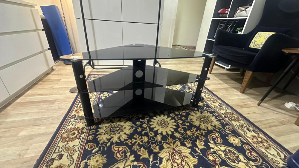 Corner tempered glass table sale - 2