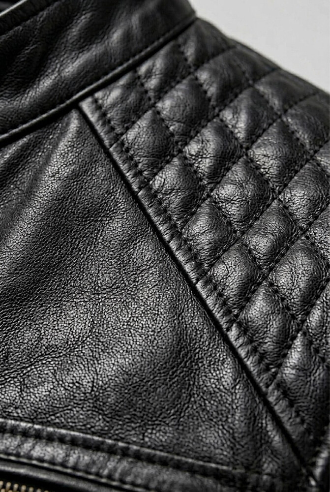 Black Leather Biker Jacket.  - 5