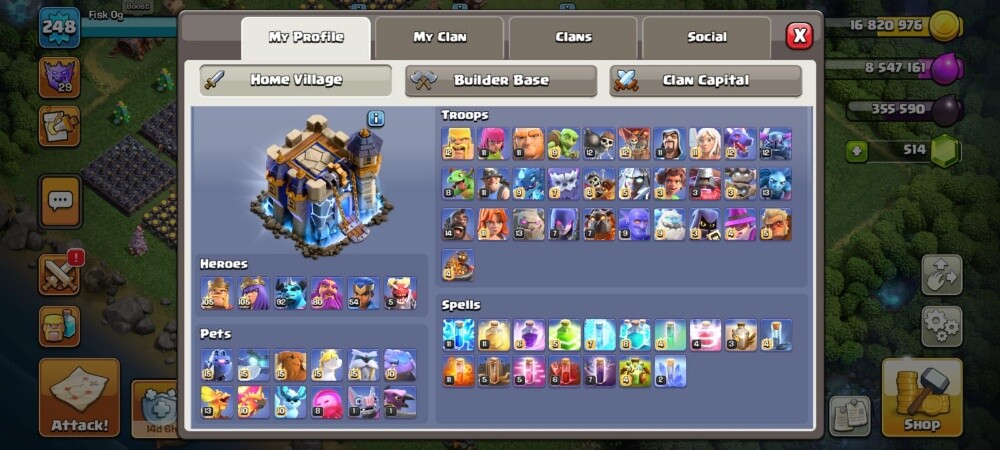 clash of clans account 18 max - 2