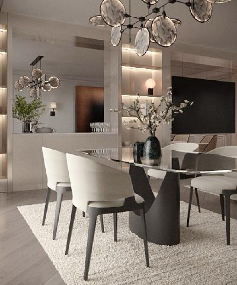 Modern Dining Table with 4 Chair - 1