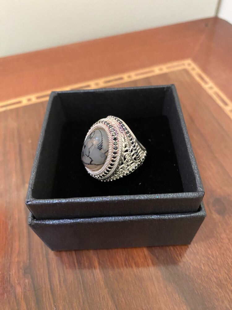 italian silver aqiq ring - 1