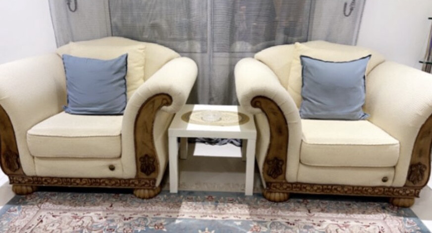 white couch set with pillows  - 2