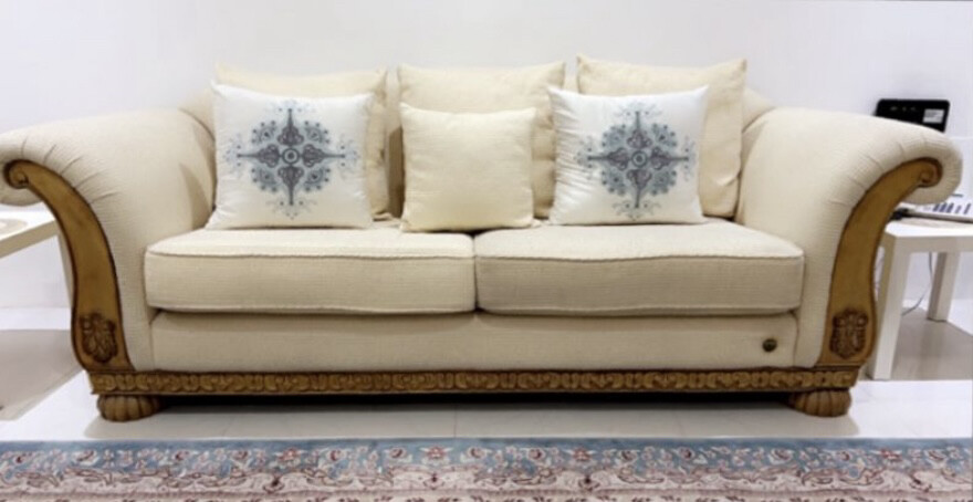 white couch set with pillows  - 3