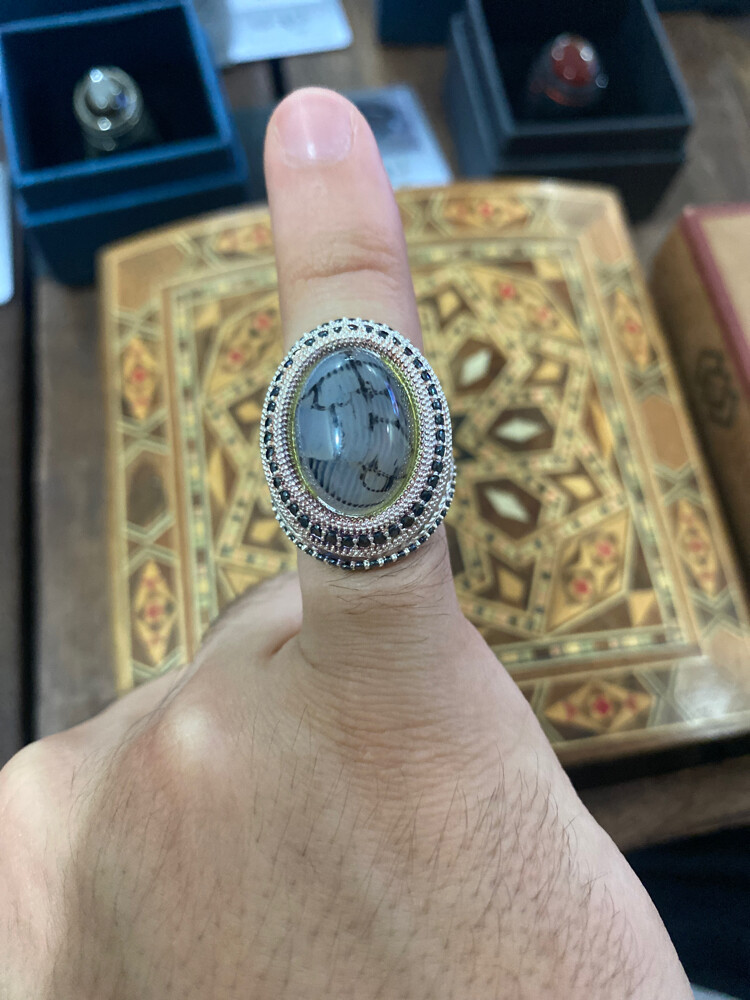 italian silver aqiq ring - 4
