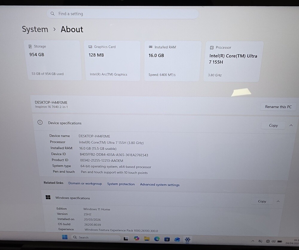 DeLL x360 Ultra 7 16GB 1TB 16"WUXGA - 17