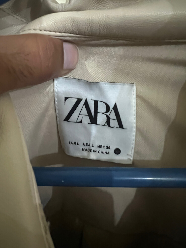 zara leather jacket size L - 3