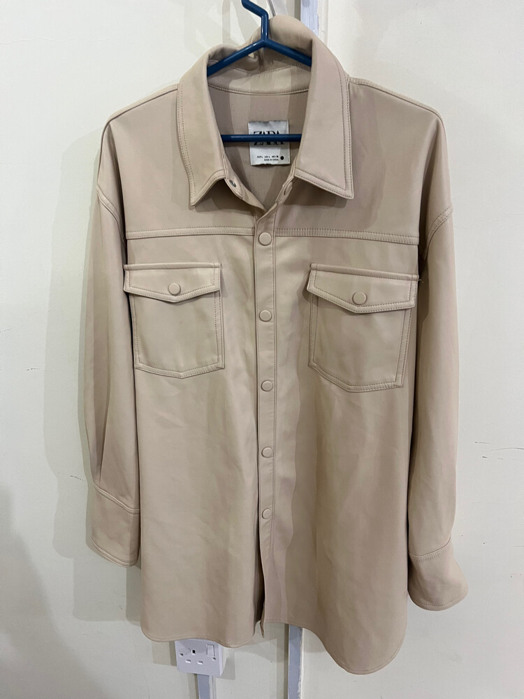 zara leather jacket size L - 1