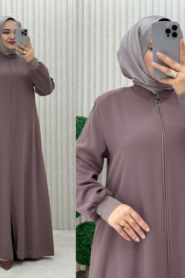 عبايه لون بني قماش تركي - 2
