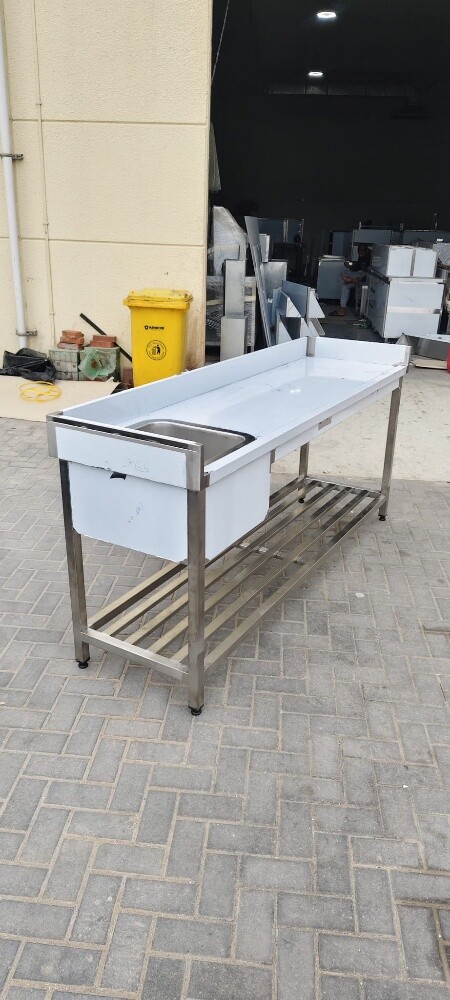 SS Sink Table With Tube Down Shelf - 1