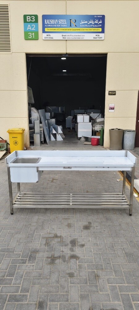 SS Sink Table With Tube Down Shelf - 3