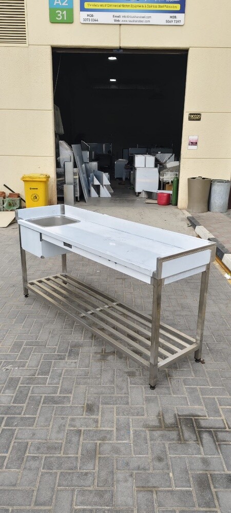 SS Sink Table With Tube Down Shelf - 2