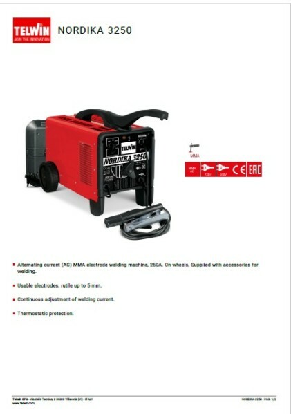 Telwin Welder NORDIKA 3250, 250AMP - 2
