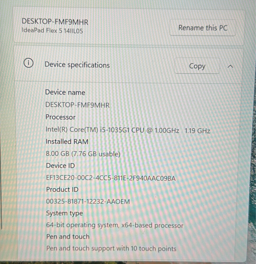 Lenovo Laptop - 9