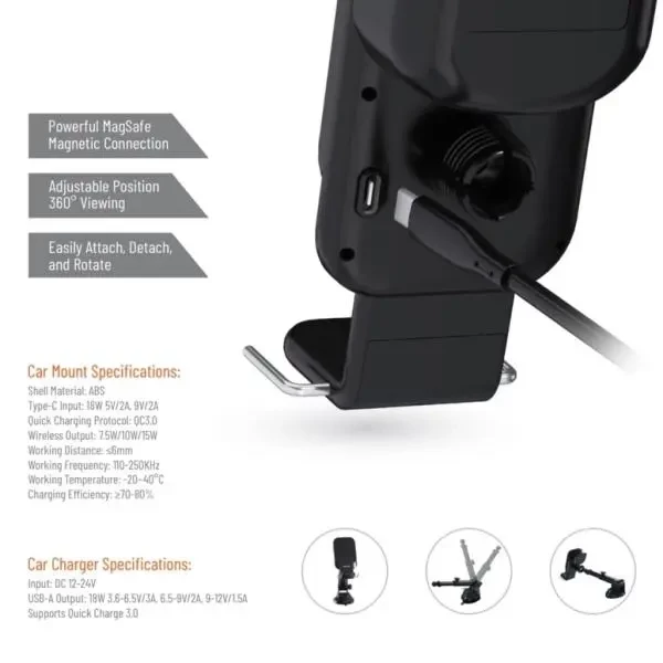 Porodo 3 in 1 MagSafe Car Mount - 5
