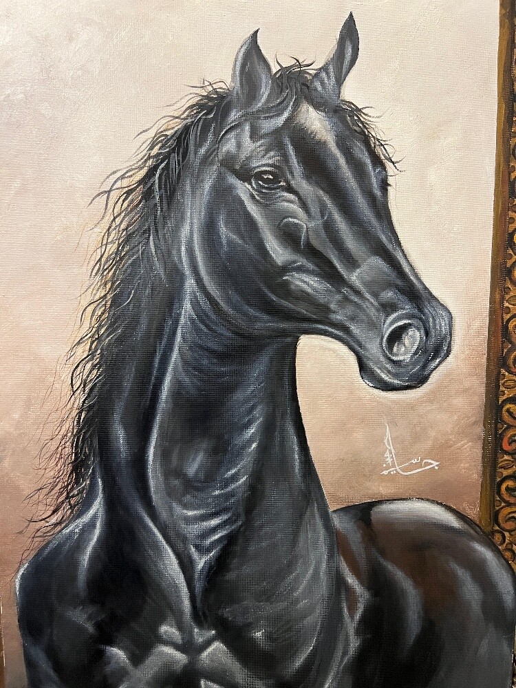 hand painted Arabian horse 40 * 70 - 2