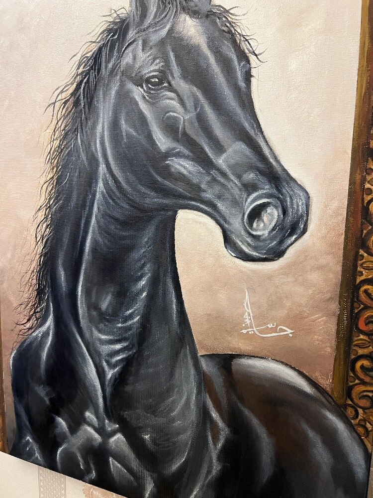hand painted Arabian horse 40 * 70 - 3