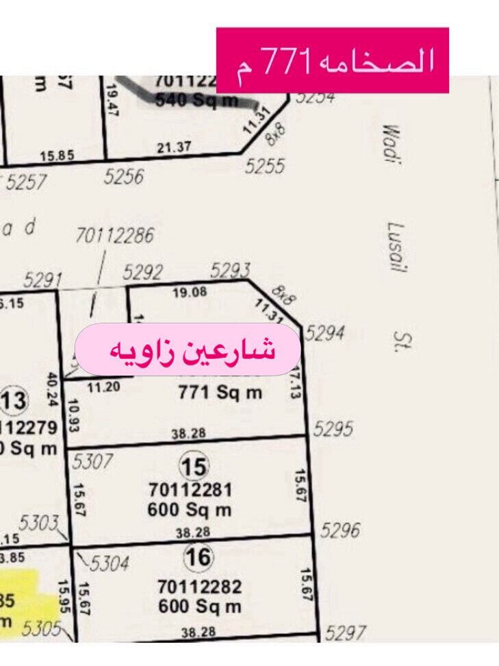 للبيع ارض بالصخامه ٧٧١ م شارعين  - 1