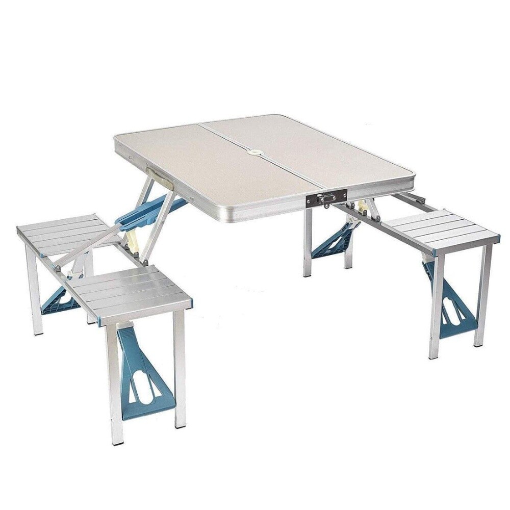 Table with 4 aluminum folding chair - 1