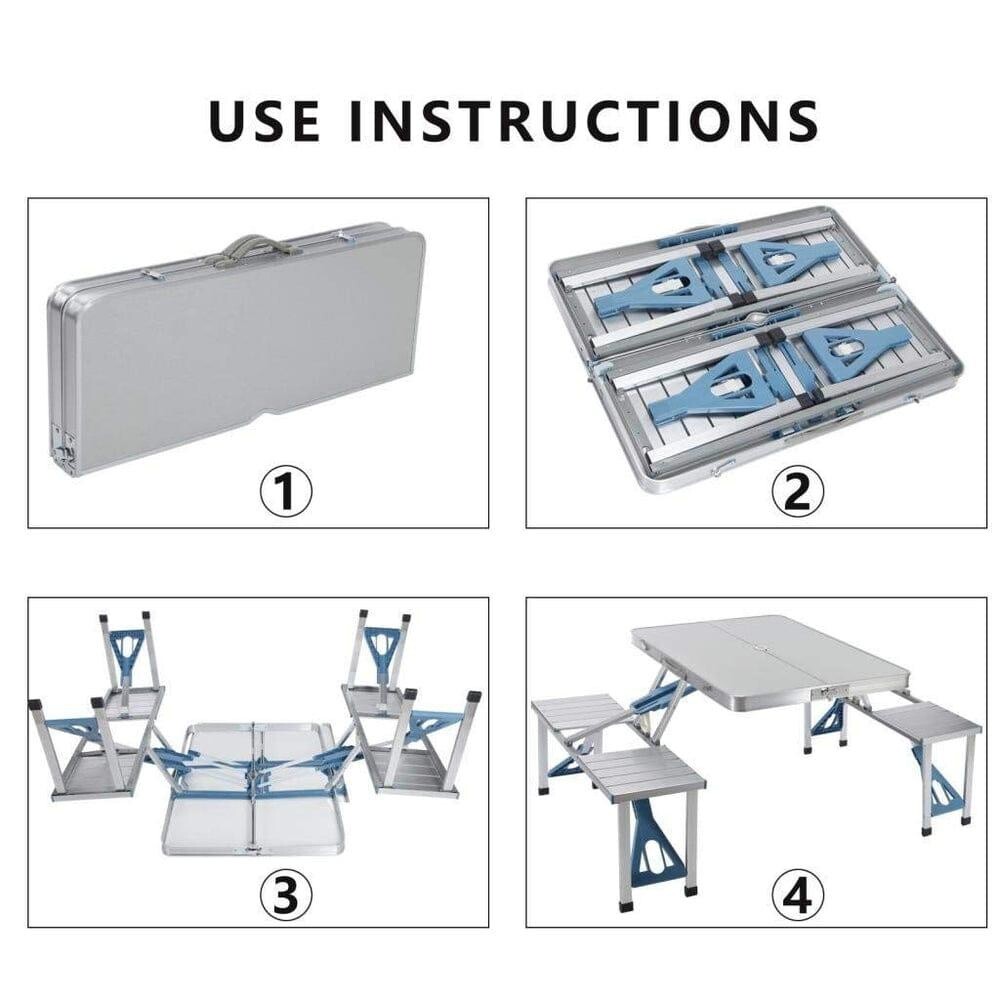 Table with 4 aluminum folding chair - 2
