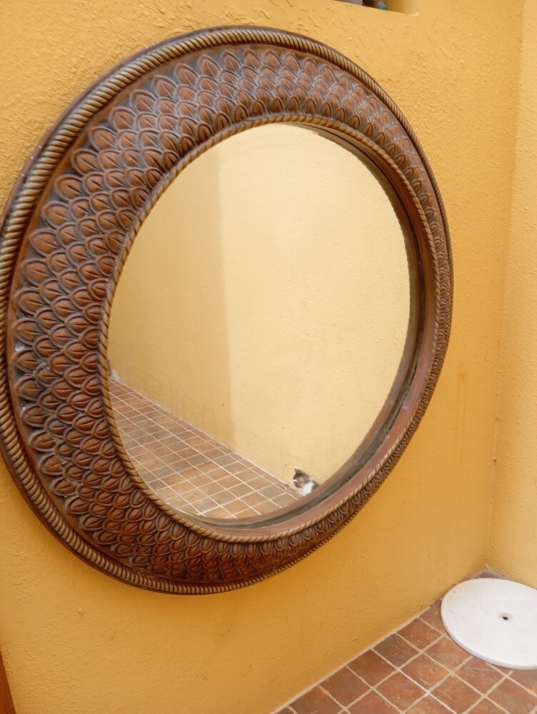 Wooden Round Wall Mirror - 1