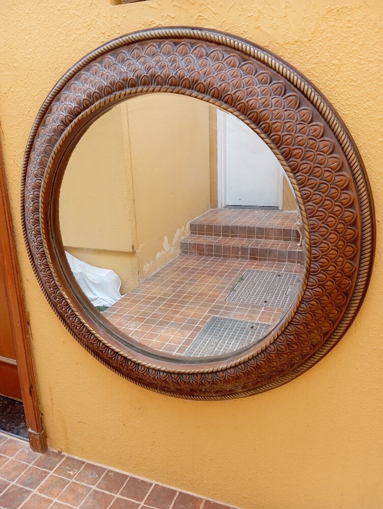Wooden Round Wall Mirror - 2