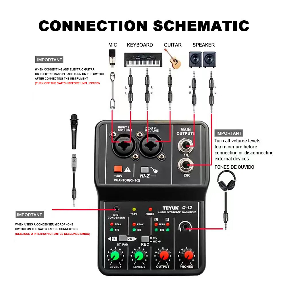 TEYUN Q-12 USB Audio Interface  - 2