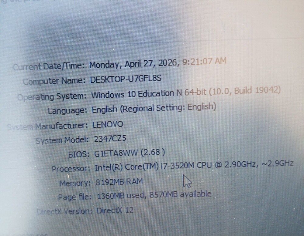 laptop lenovo thinkpad  core I7 - 4