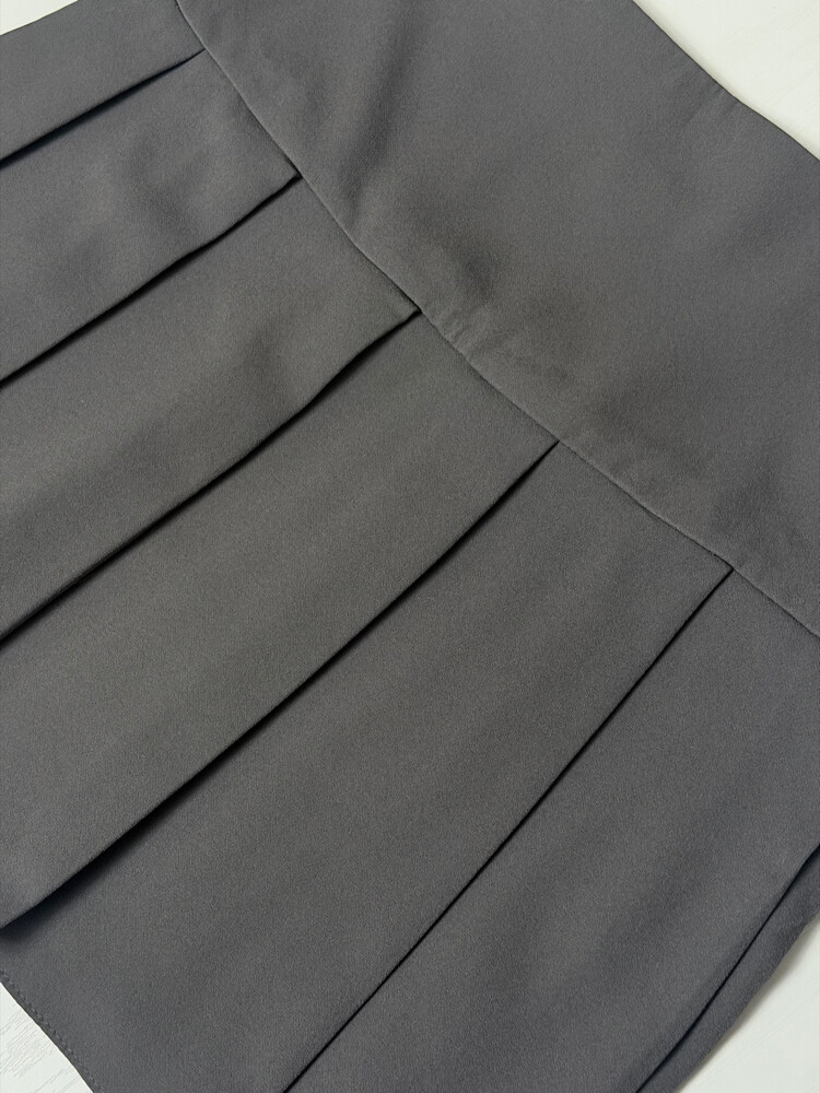 Women’s Pleated Mini Skirt Grey - 2