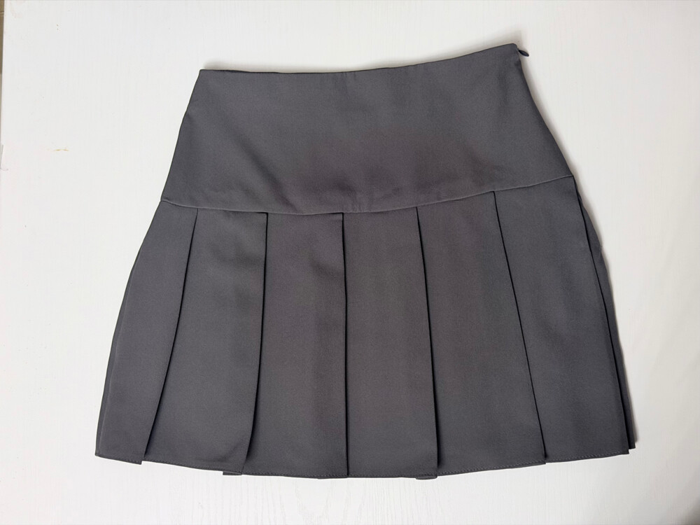 Women’s Pleated Mini Skirt Grey - 1