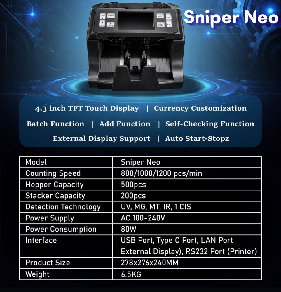 Sniper Neo Cash Counting Machine - 1