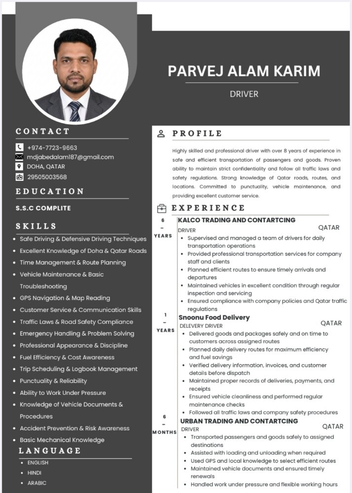 I am looking for driving job. - 1