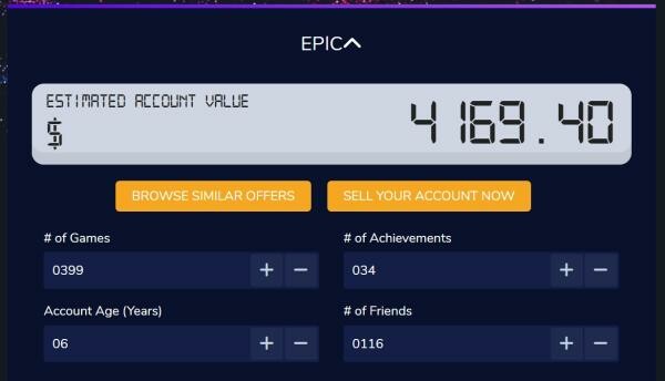 epic games account with 399 games - 1