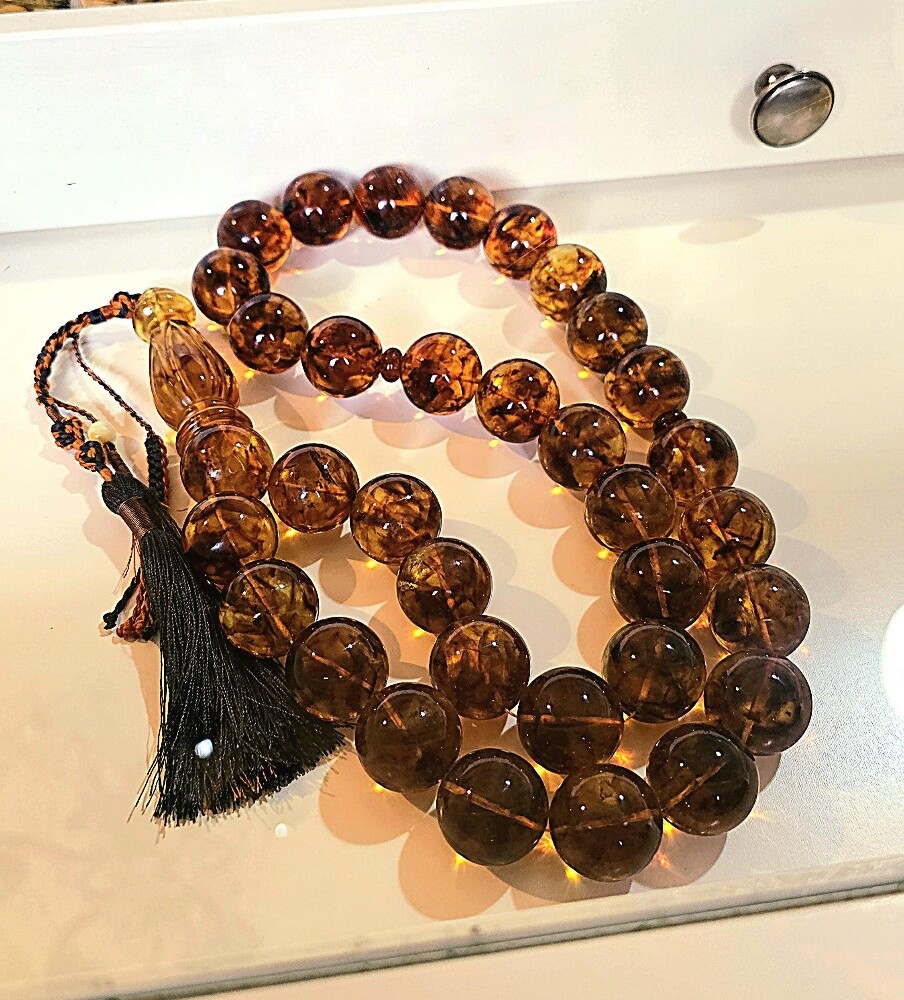 final/ huge amber rosary beads - 13