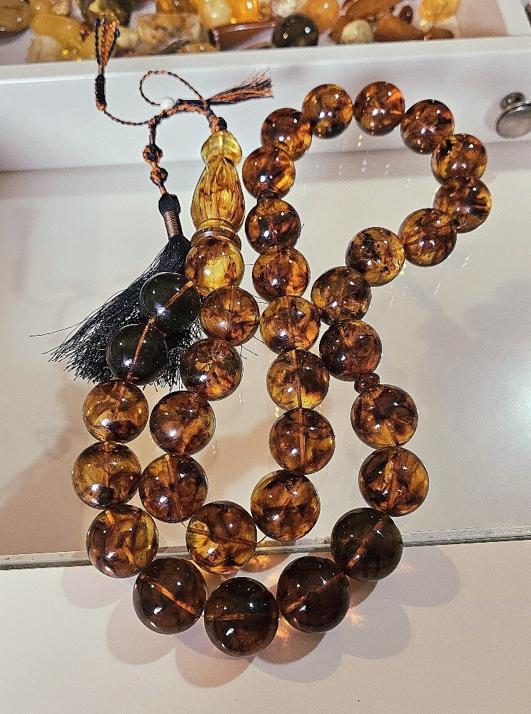 final/ huge amber rosary beads - 12