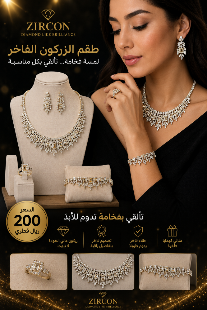 طقم مجوهرات الزركون لاطلالة مميزة - 1