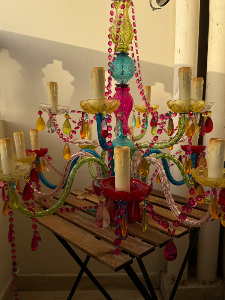 multicolor beaded chandelier  - 1
