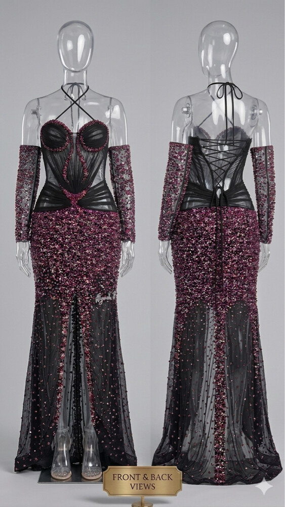 Luxury Black Evening Gown - 1