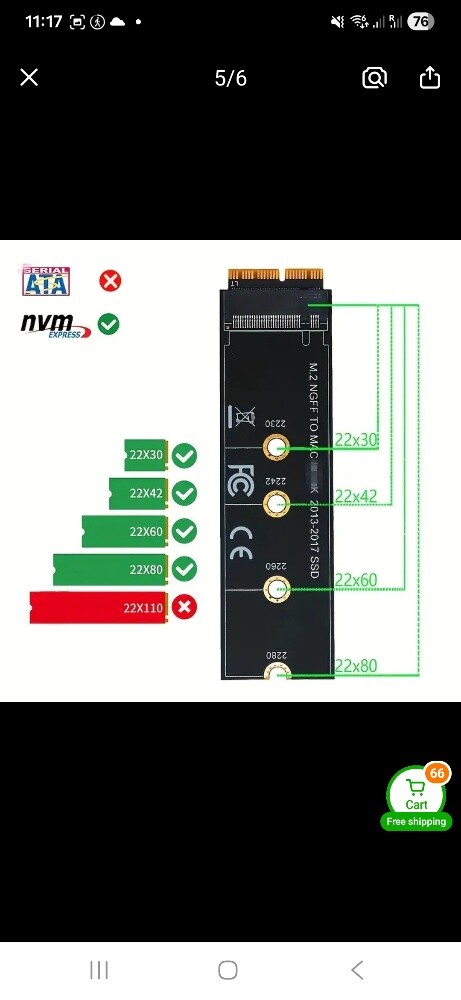 M.2 Pcie NVMe SSD adaptor for MacBo - 3