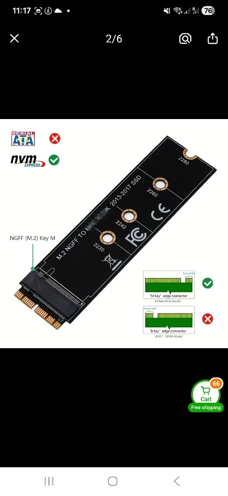 M.2 Pcie NVMe SSD adaptor for MacBo - 2