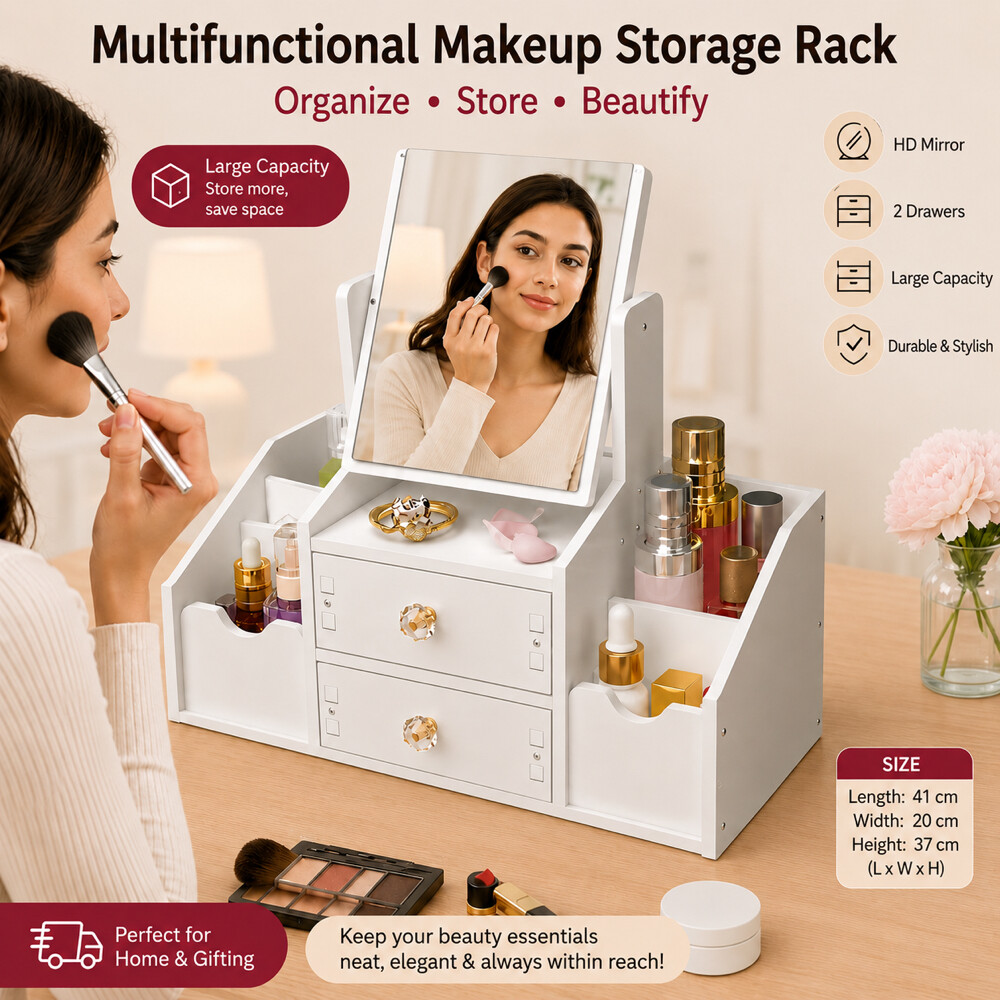 cosmetic rack with mirror  - 1