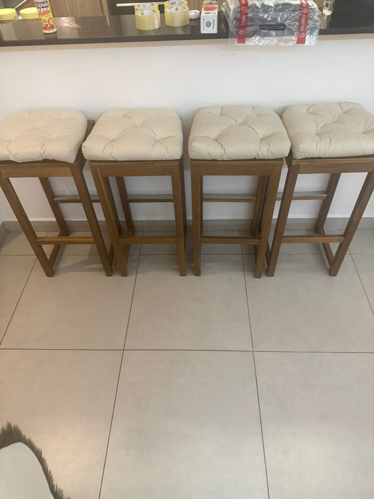 tv table & 4 wood stools w cushion - 1