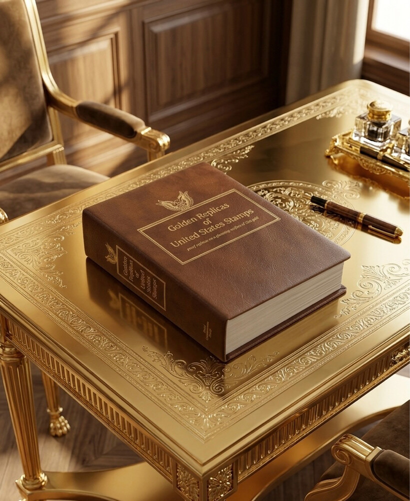 22 kt Gold Stamps Album USA - 2