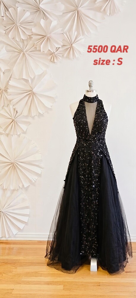 Elegant Black Evening Dress - 1