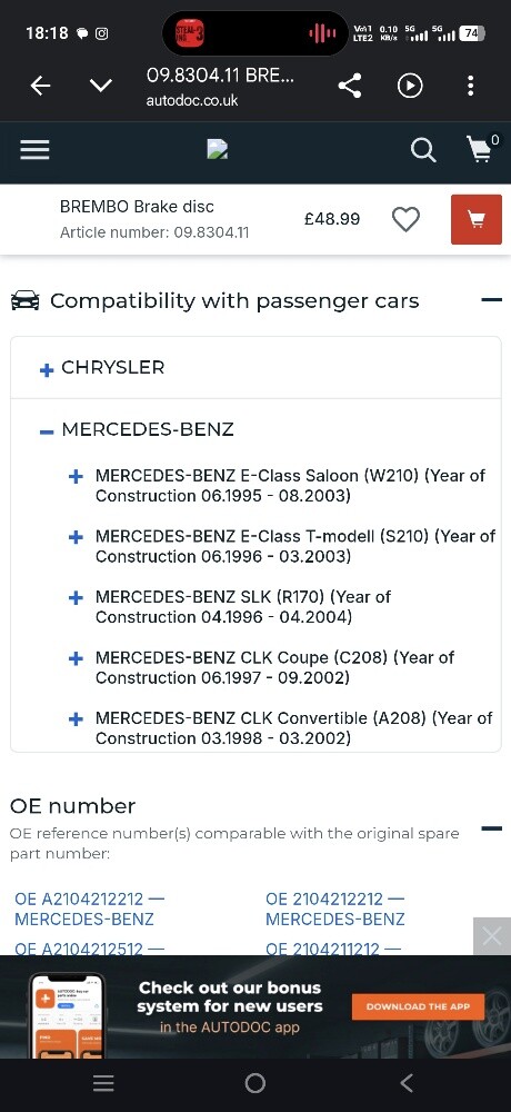 Chrysler crossfire / mercedes discs - 4