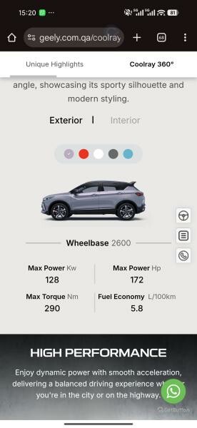 Geely Coolray Sports Ltd. CUSTOM - 9