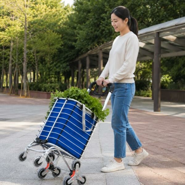 Foldable Shopping Trolley Silver - 2
